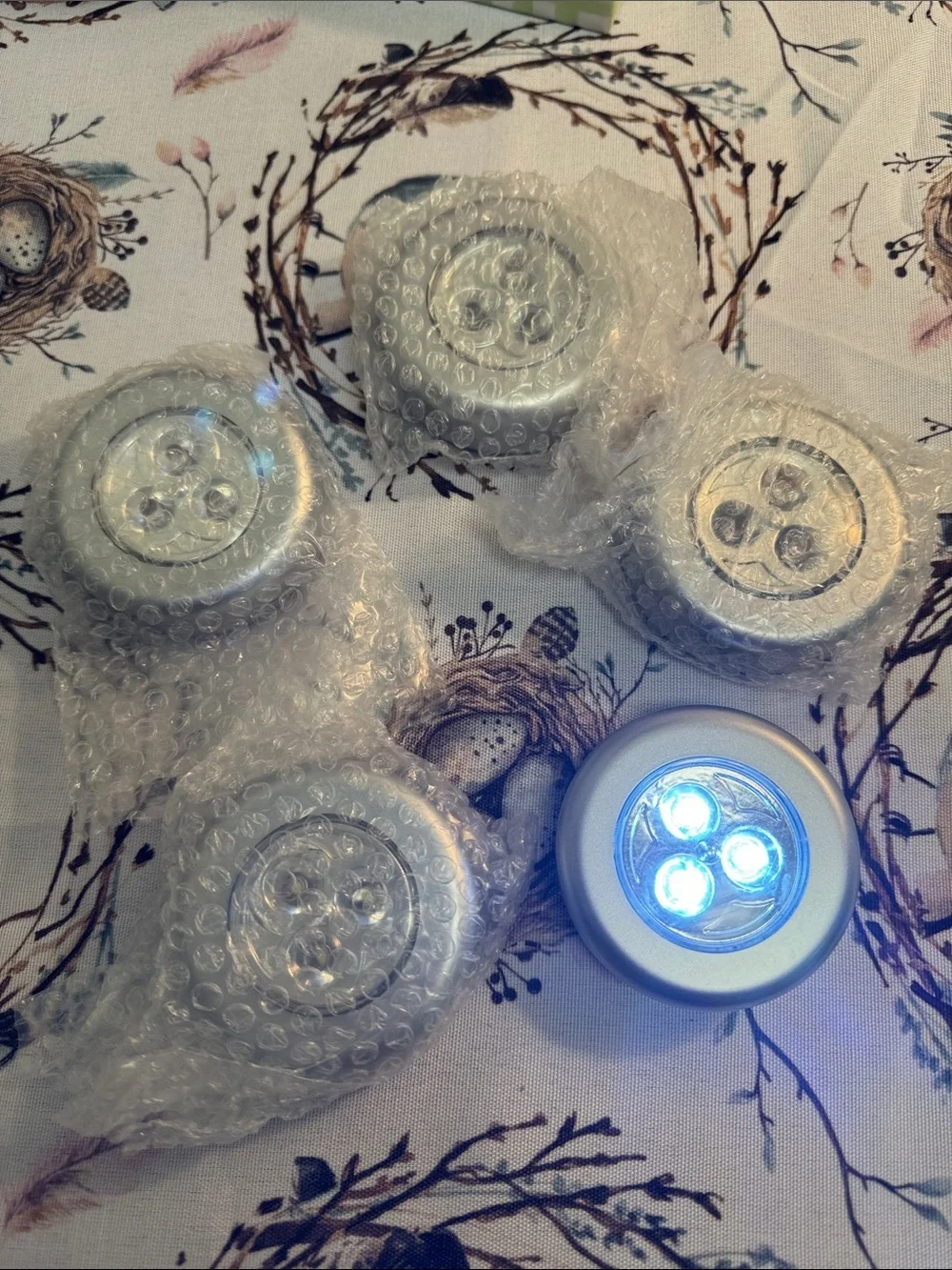 Pack of 5 Silver LED Tap Lights - Portable Puck Accent Lights
